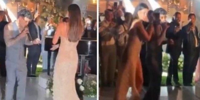 Belen Rodriguez si scatena con Tony Effe al matrimonio di Cecilia