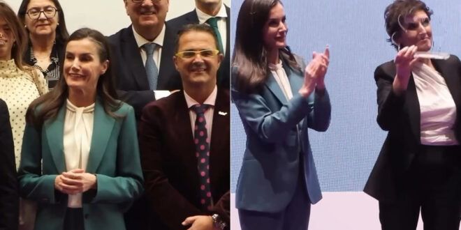 Letizia Ortiz, in tailleur turchese non sbaglia un colpo
