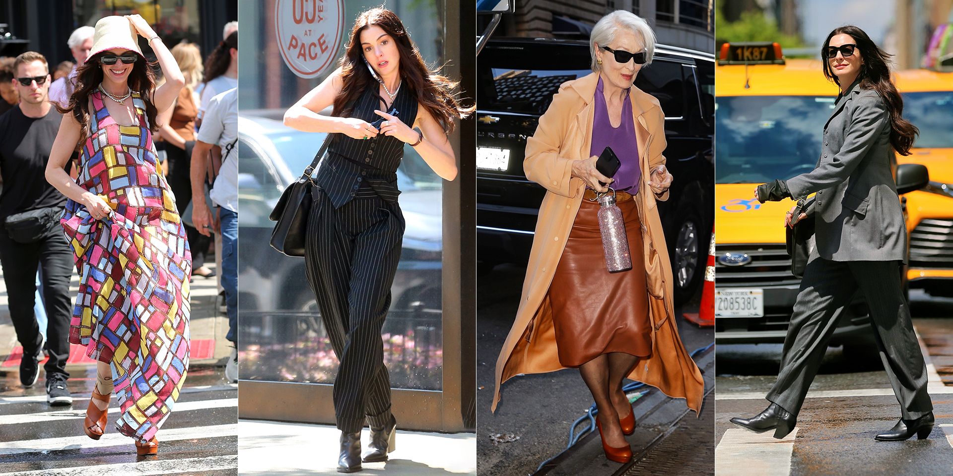 Anne Hathaway sul set de Il Diavolo veste Prada 2