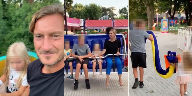 Francesco Totti al luna park con la figlia Isabel (e ci sono anche mamma Ilary Blasi e i fratelloni): sul trenino si divertono come matti! Guarda il video