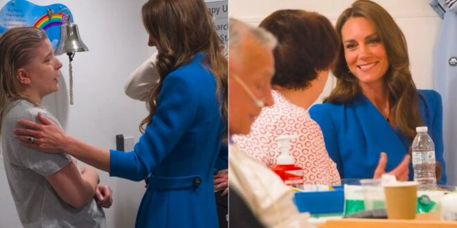 Kate Middleton commossa visita i pazienti oncologici