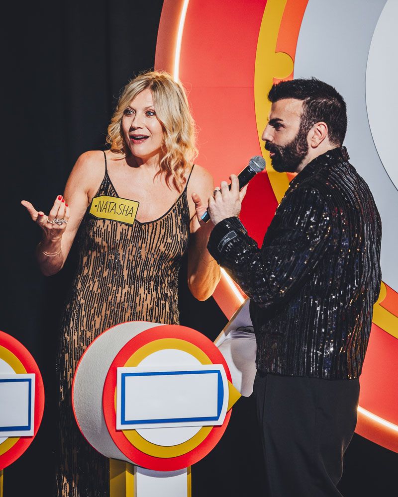 The «Ok, the price is right» themed birthday party of the influencer Vincenzo Maisto, aka Mr. Destroy. In the photo the birthday boy with Natasha Stefanenko (Press office)
