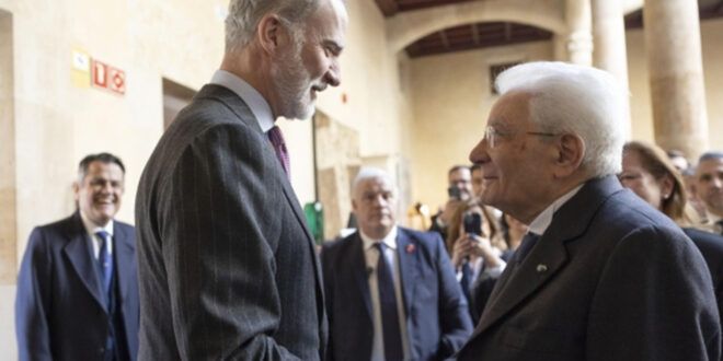 Felipe di Spagna accoglie Sergio Mattarella a Salamanca