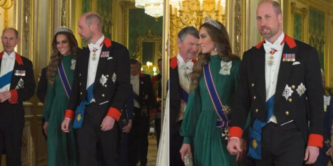 Kate Middleton, con la tiara di Lady Diana brilla alla cena di Stato