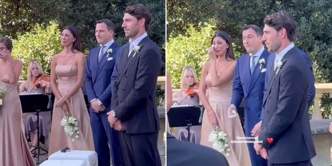 Belen Rodriguez, solo lacrime al matrimonio della sorella Cecilia