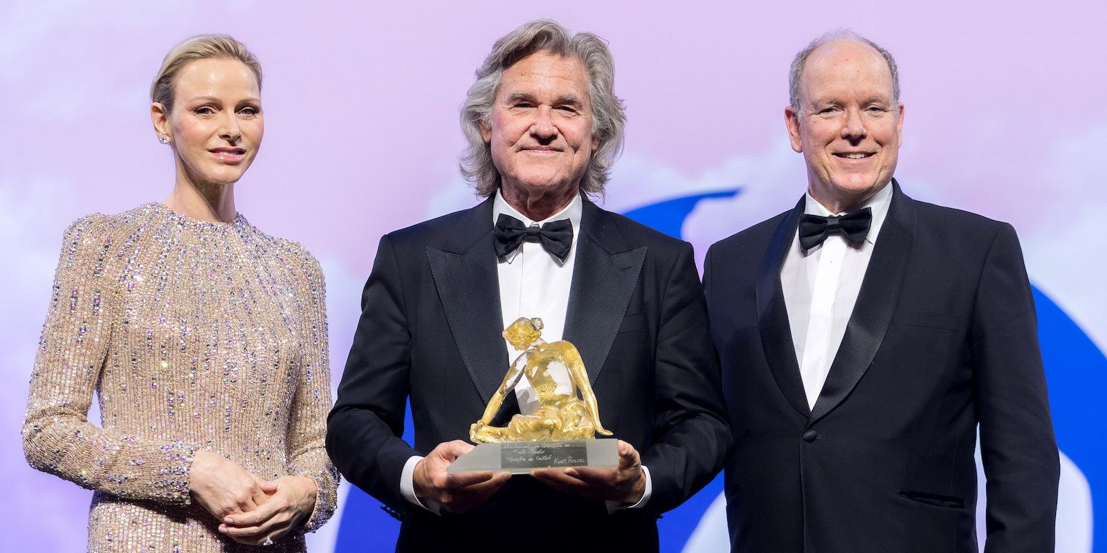 Charlene and Albert of Monaco with Kurt Russell during the Monte Carlo television festival (Getty Images)