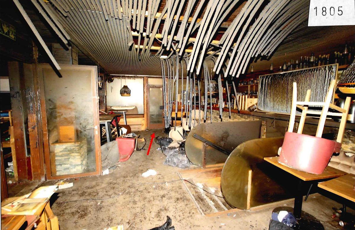 A photo taken from the documents of the investigation into the Crans-Montana fire