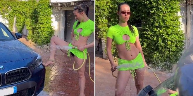 Aurora Ramazzotti, la gag del car wash con Goffredo Cerza