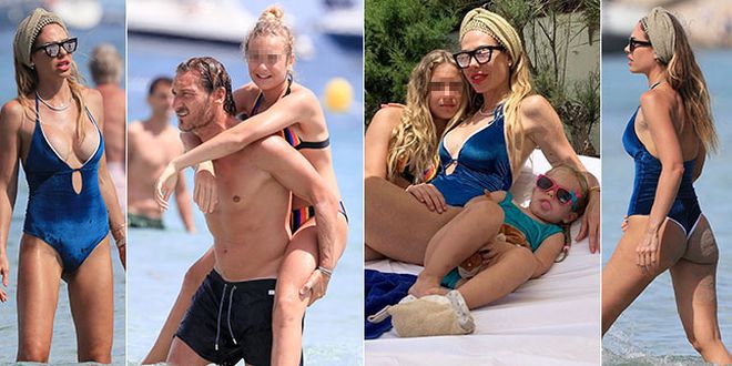 Ilary Blasi e Francesco Totti, vacanze in famiglia a Ibiza. Ma che muso lungo ha lei…