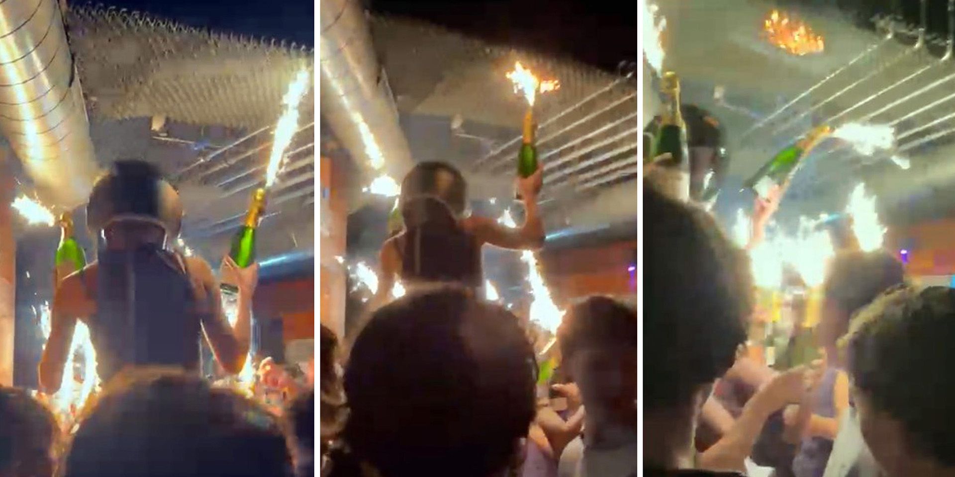The moment the fire starts at Le Constellation in Crans-Montana