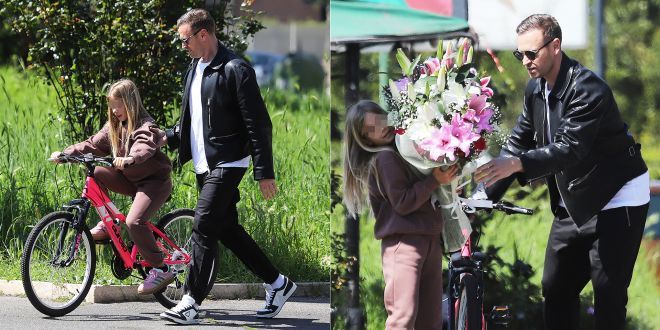 Bastian Muller, fidanzato e patrigno (quasi) perfetto: porta la bici alla piccola Isabel e i fiori alla sua Ilary